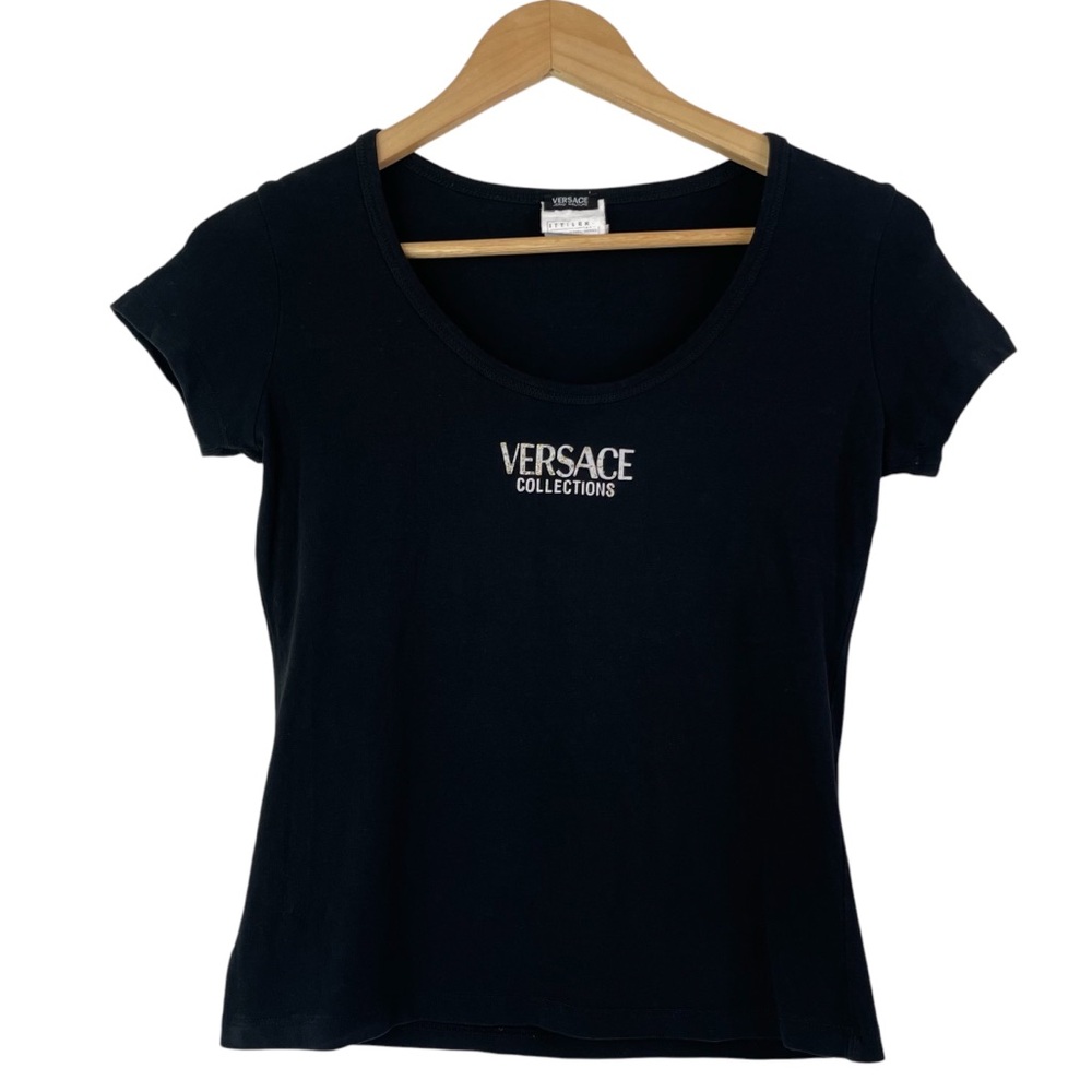 Vintage Versace Jeans Couture Y2K Short Sleeve Baby Tee Shirt Made in Italy